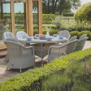 Alternative view of A Oxford 6 Seat Oval Dining Set with Heritage Dining Chairs & Woven Lazy Susan - Ceramic Glass