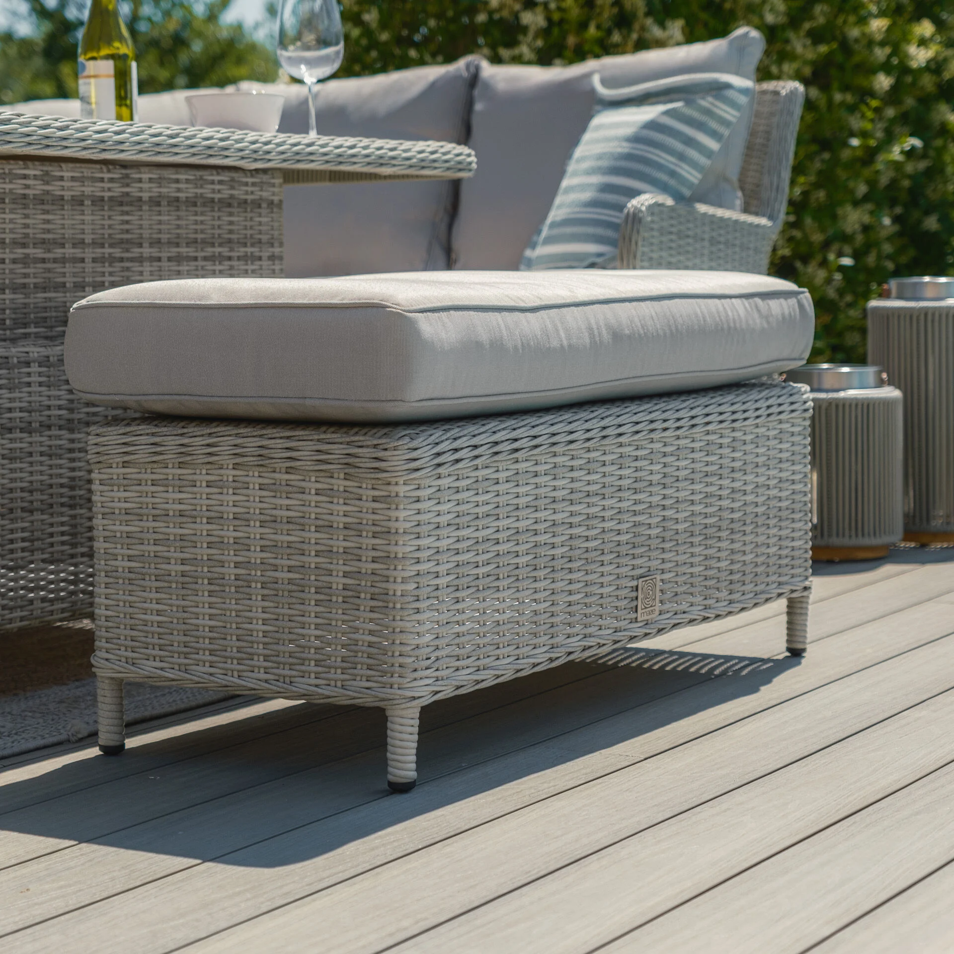 A Oxford Royal Rattan Corner Dining Sofa Set with Ice Bucket & Rising Table - Ceramic Glass - Image 8