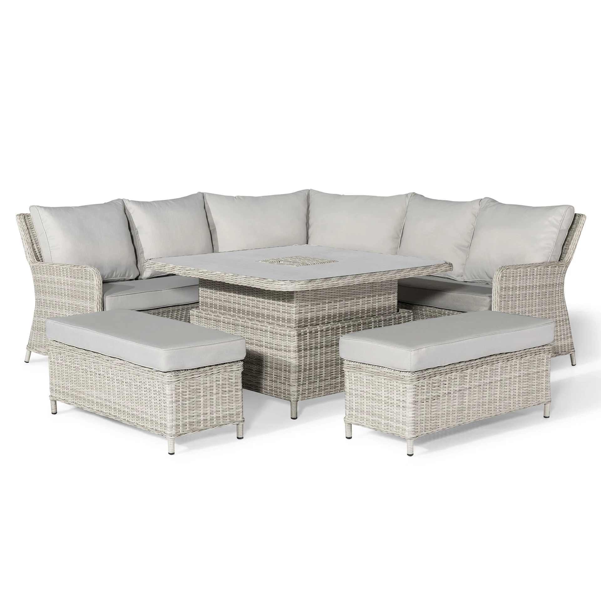 A Oxford Royal Rattan Corner Dining Sofa Set with Ice Bucket & Rising Table - Ceramic Glass - Image 10