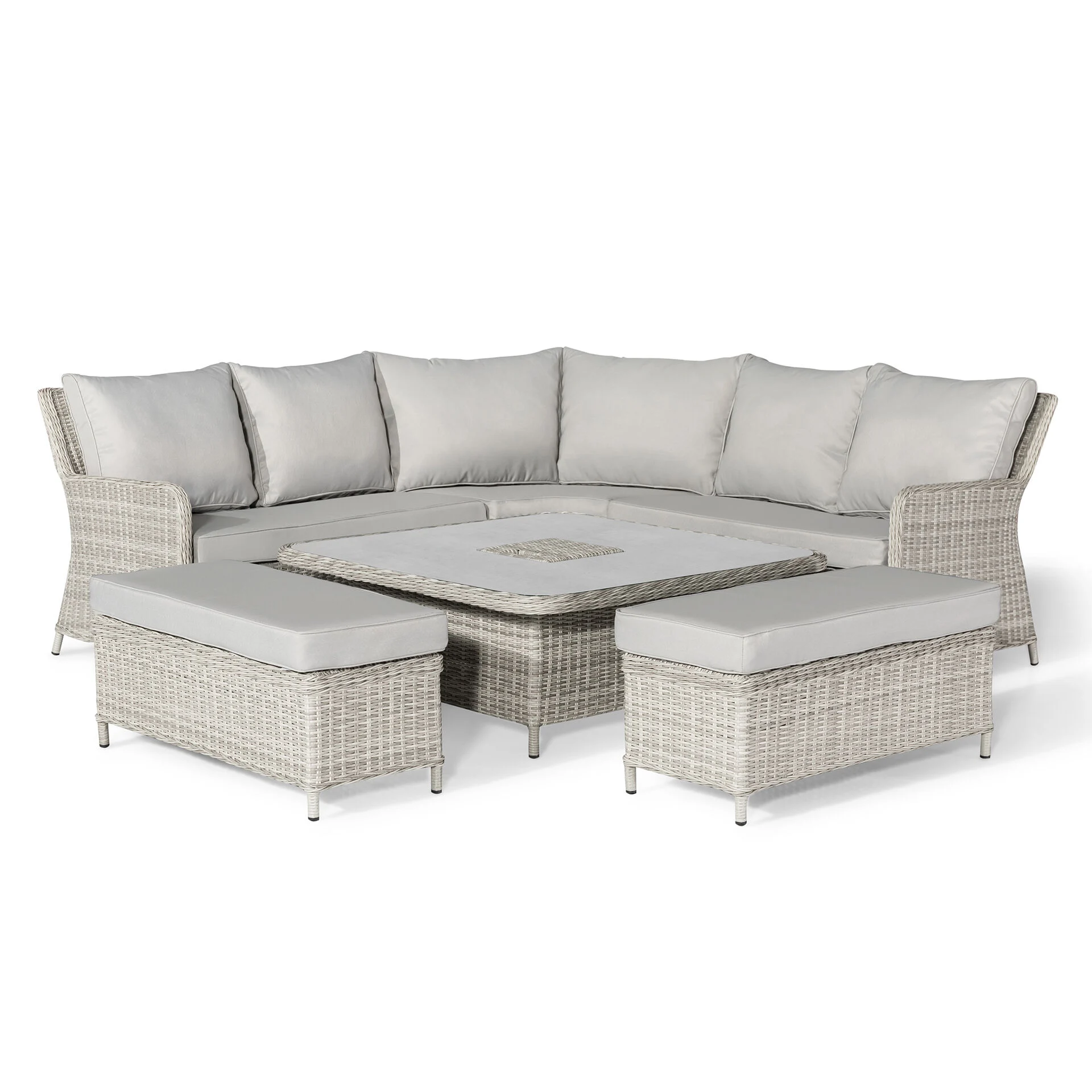 A Oxford Royal Rattan Corner Dining Sofa Set with Ice Bucket & Rising Table - Ceramic Glass - Image 11