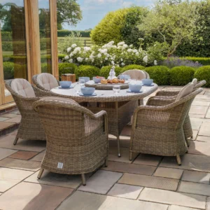 Alternative view of A Winchester 6 Seat Oval Dining Set-with Heritage Dining Chairs & Woven Lazy Susan - Ceramic Glass
