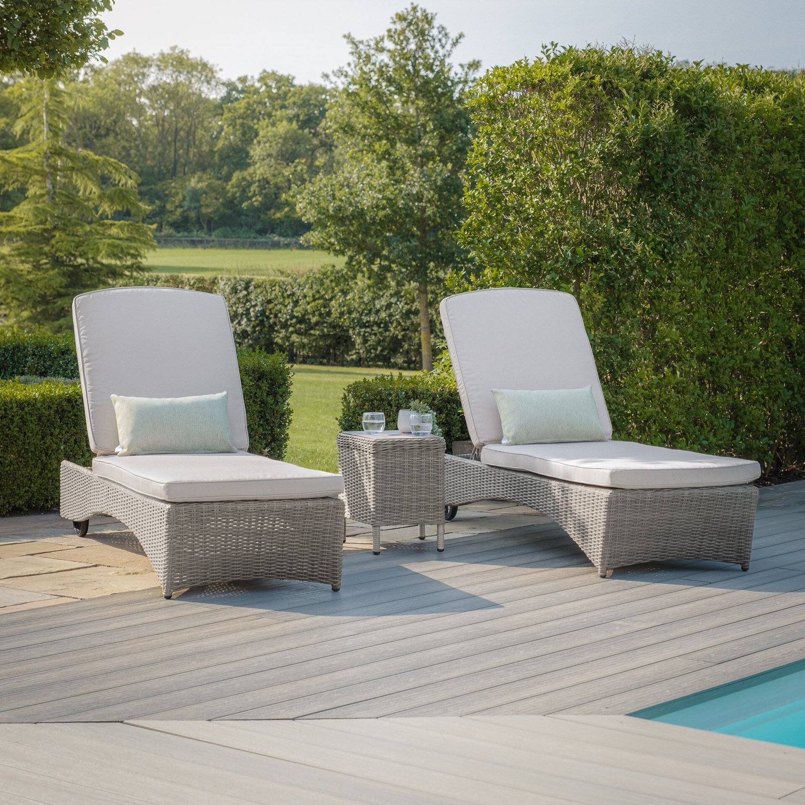 Oxford Rattan Sunlounger Set - Ceramic Glass - Image 2