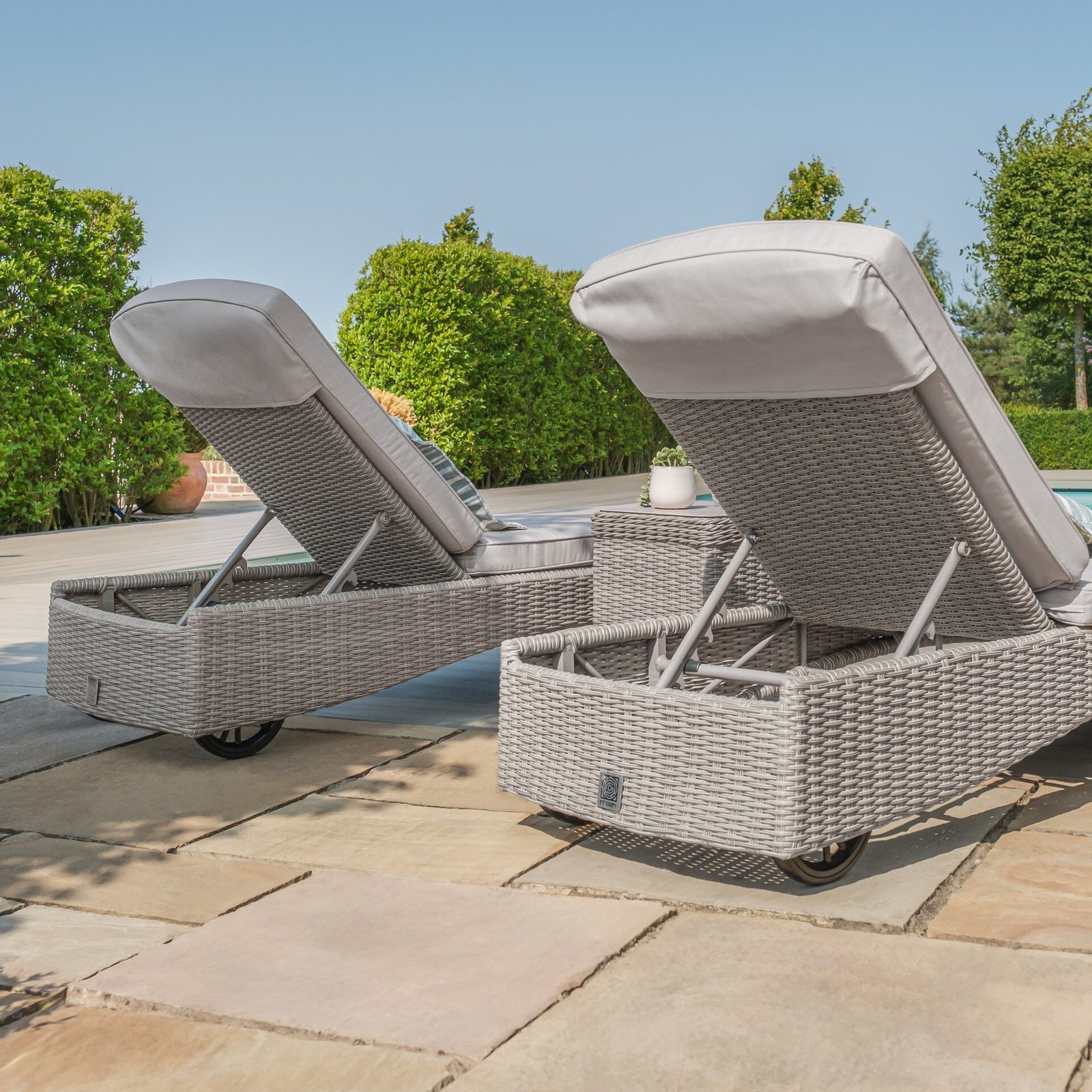 Oxford Rattan Sunlounger Set - Ceramic Glass - Image 4
