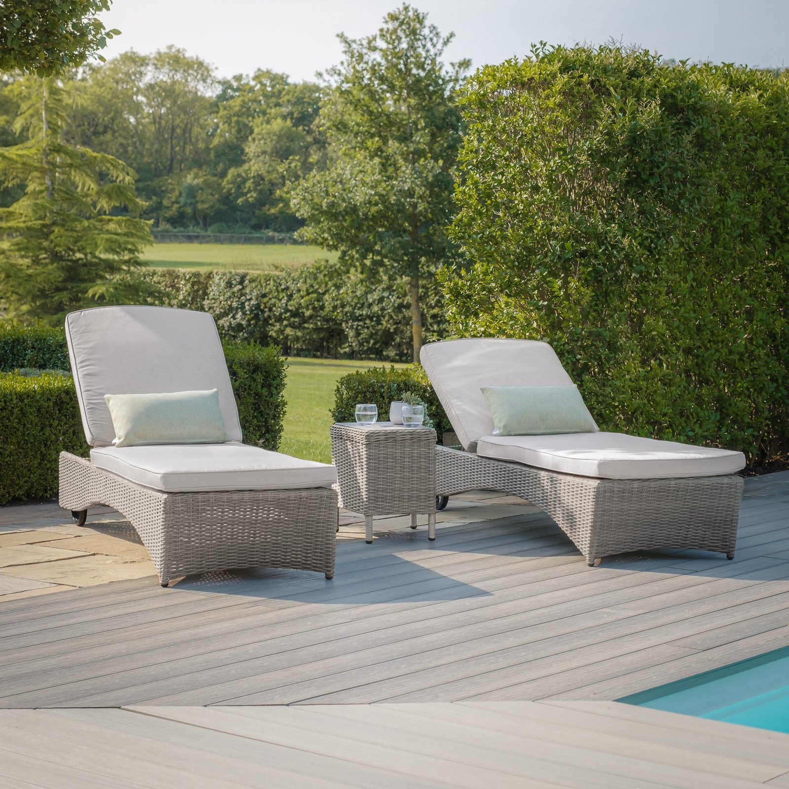 Oxford Rattan Sunlounger Set - Ceramic Glass - Image 5