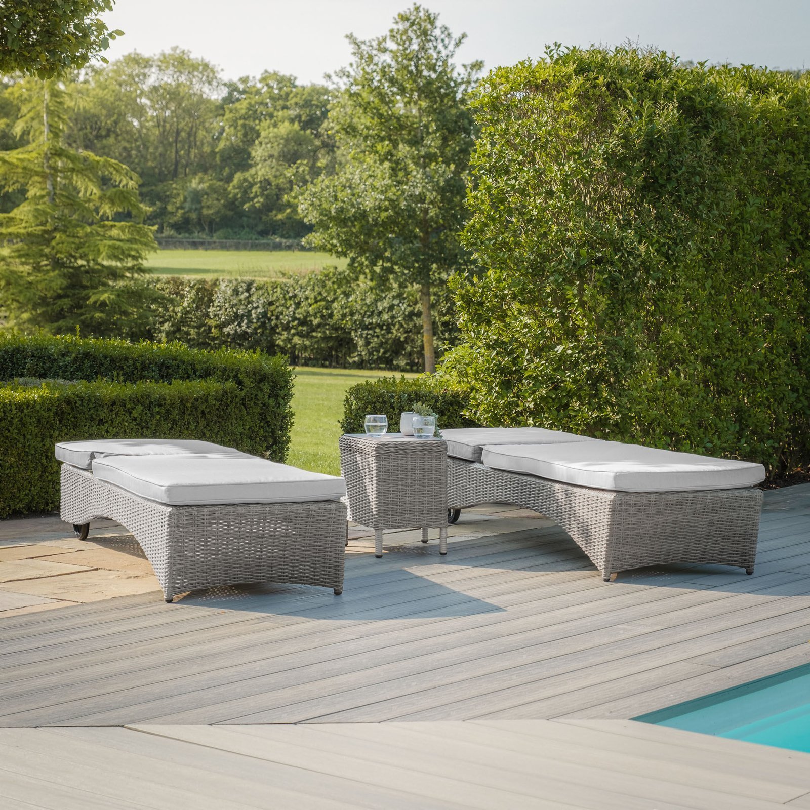 Oxford Rattan Sunlounger Set - Ceramic Glass - Image 6