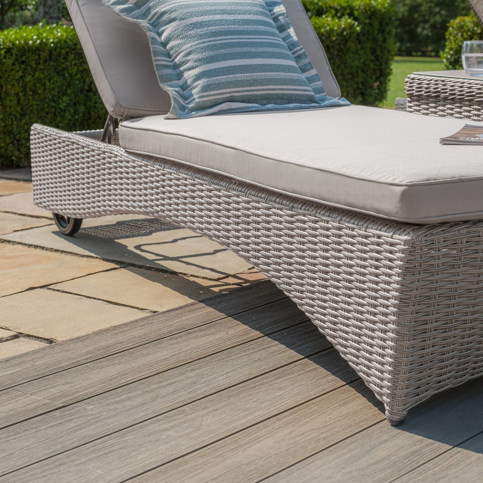 Oxford Rattan Sunlounger Set - Ceramic Glass - Image 8